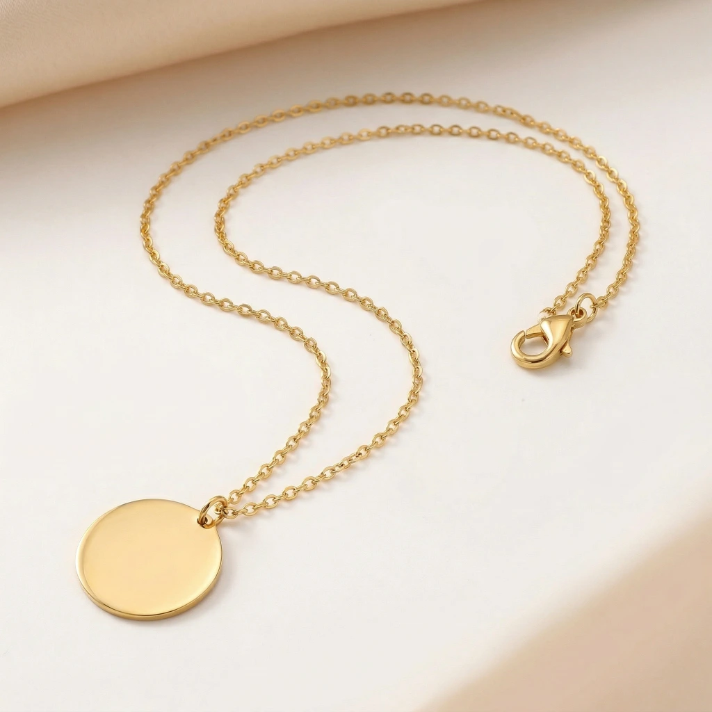 Collar medalla circular personalizada – Acero inoxidable 45 cm