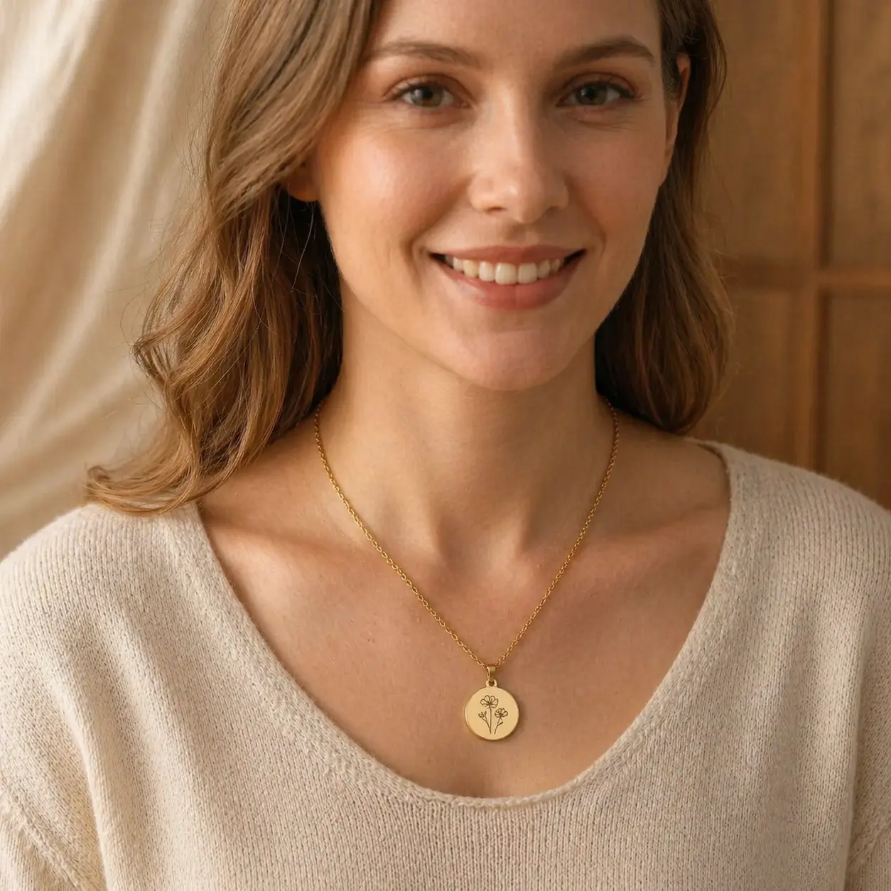 Collar medalla circular personalizada – Acero inoxidable 45 cm