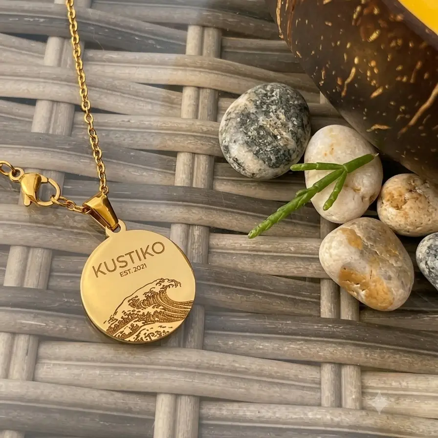 Custom Round Medallion Necklace – Stainless Steel 45 cm image 2