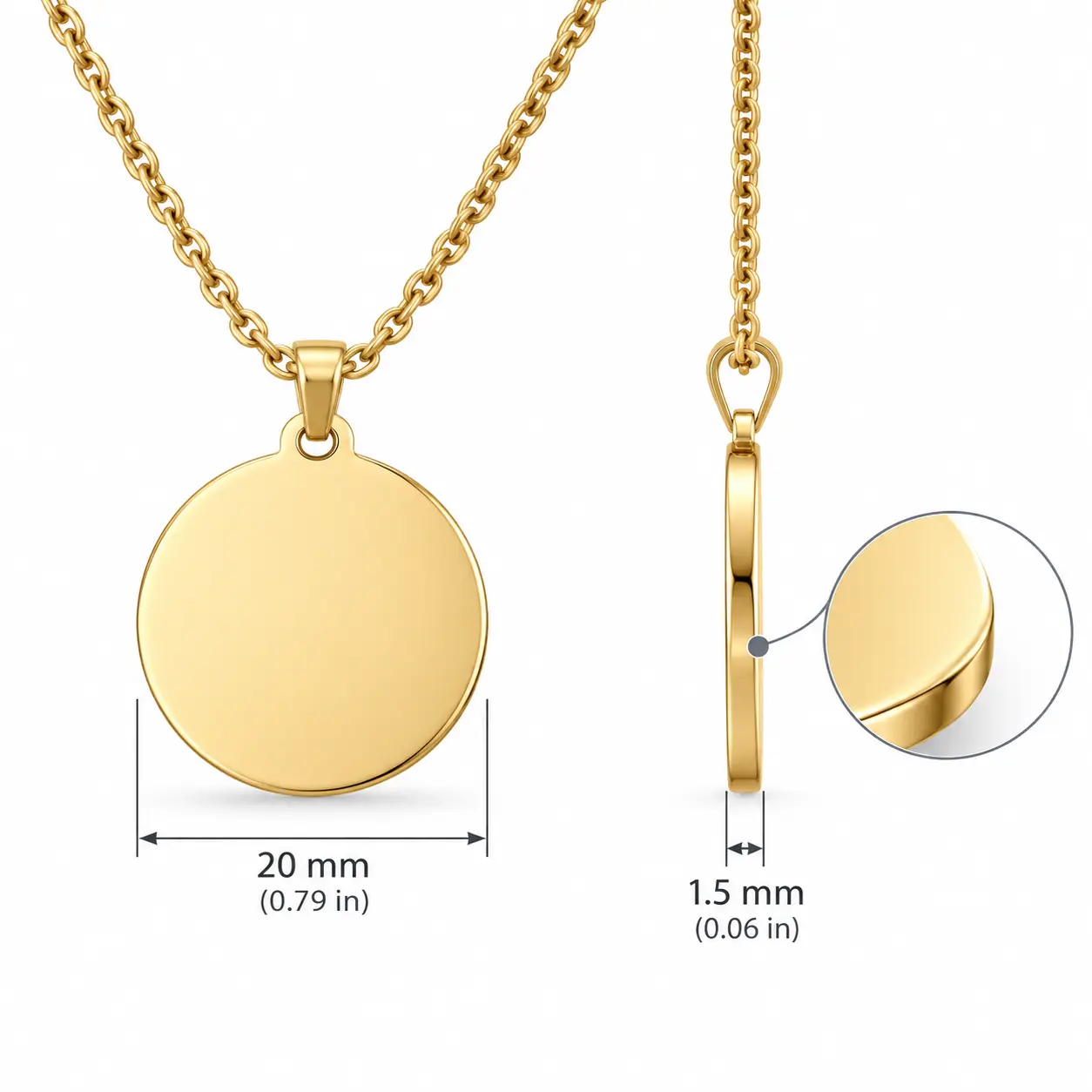 Round Medallion Necklace with Custom Engraving
