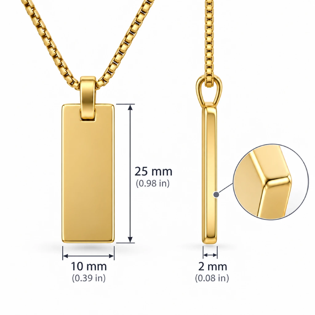 Rectangular Tag Necklace with Custom Engraving image 1