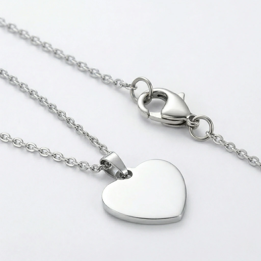 Collar corazón personalizado con grabado – Acero inoxidable 45 cm