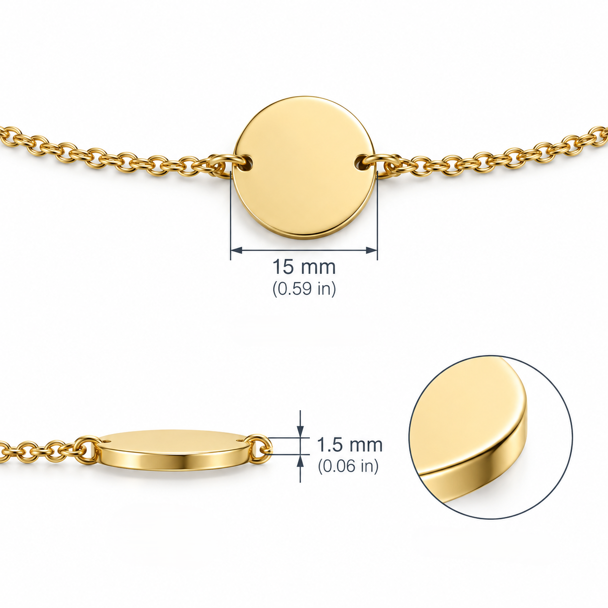 Round Medallion Bracelet with Custom Engraving – Adjustable image 1