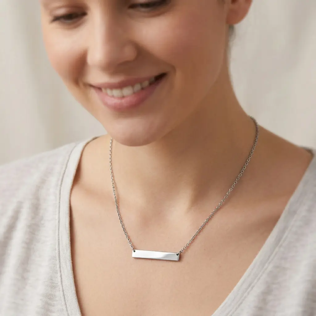 Collar barra personalizada con grabado – Acero inoxidable 45 cm