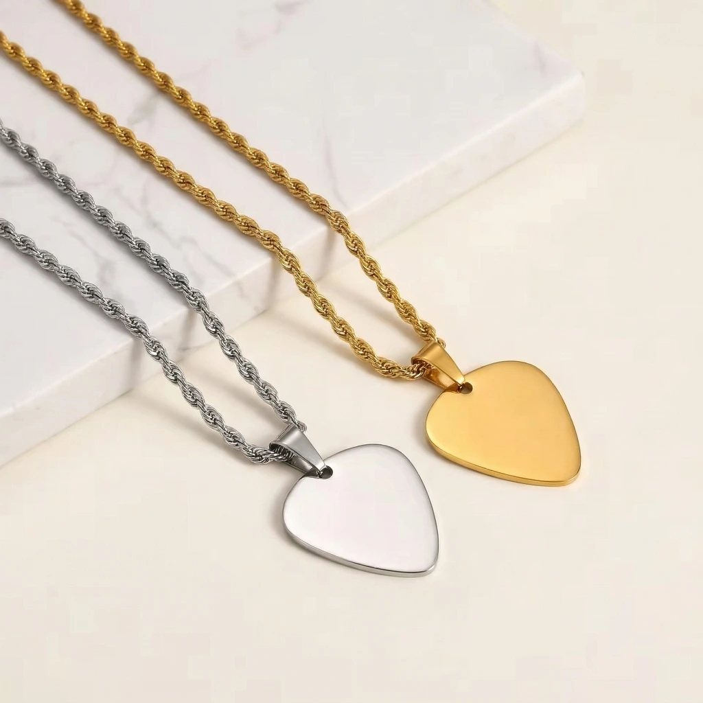 Collar púa de guitarra personalizado – Acero inoxidable 60 cm