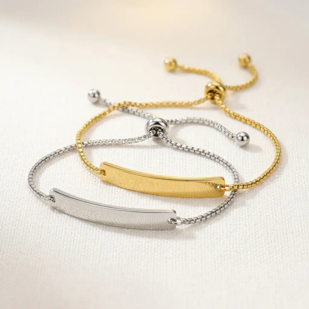 Custom Bar Bracelet with Engraving – Adjustable