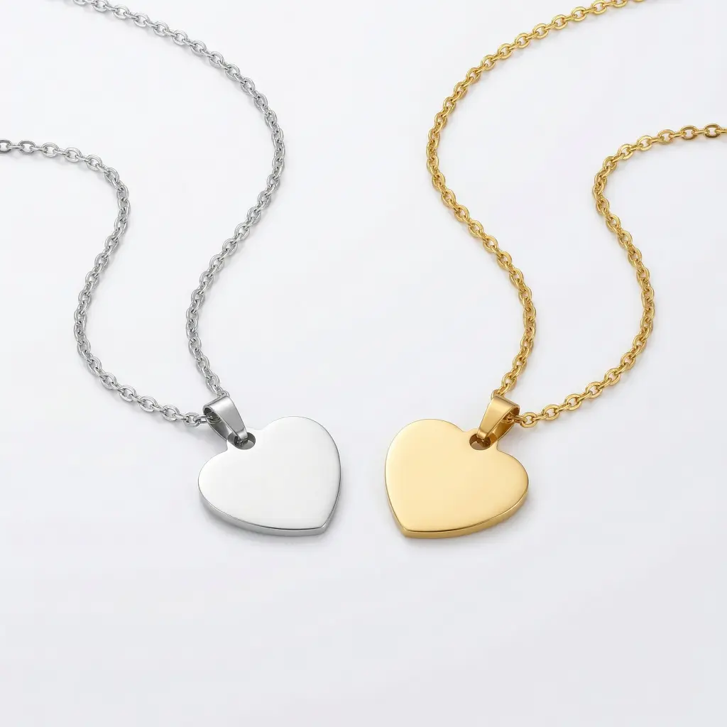 Collar corazón personalizado con grabado – Acero inoxidable 45 cm