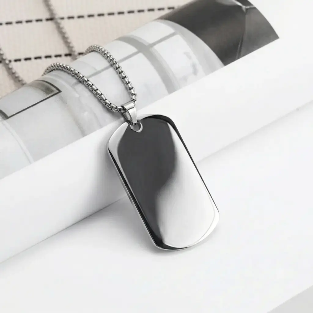 Collar con chapa militar personalizada – Acero inoxidable 60 cm