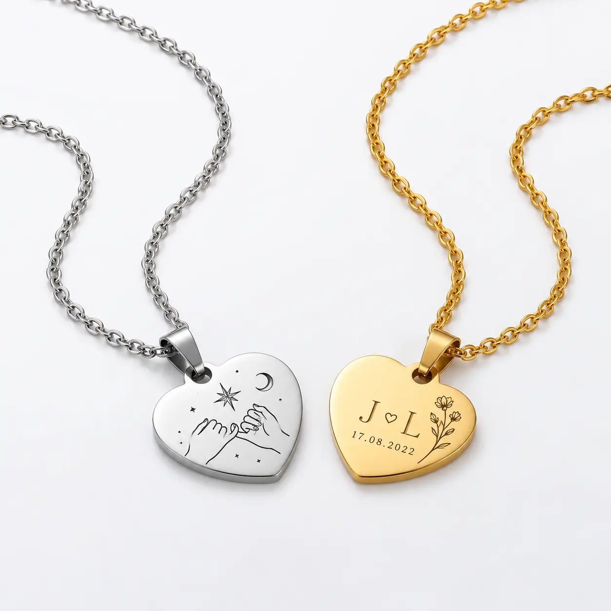 Heart Necklace with Custom Engraving