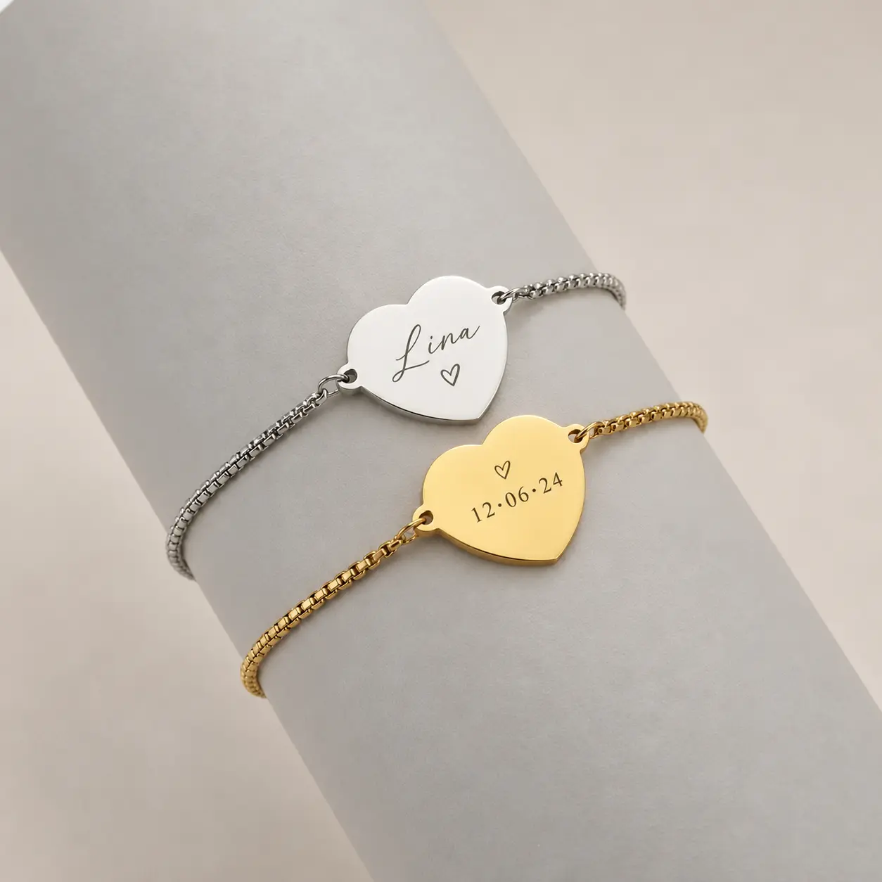 Heart Bracelet with Custom Engraving – Adjustable
